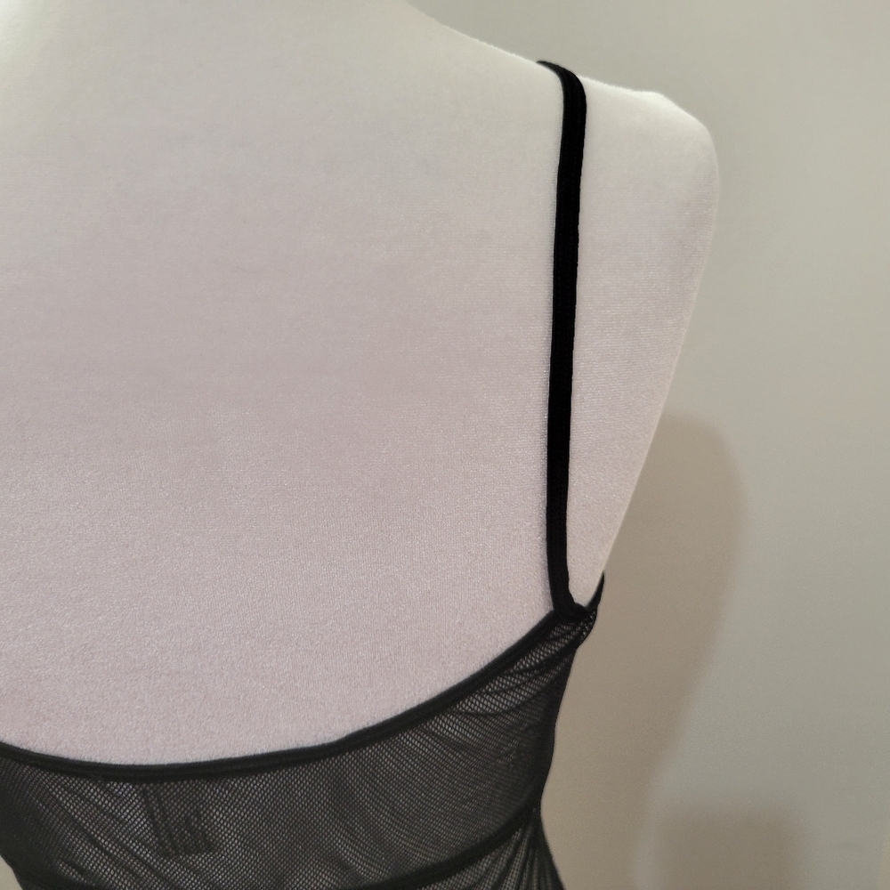 NWT Lady Princess Mesh See Through Slip Dress Floral Black Lagenlook Goth | Med - Picture 7 of 9